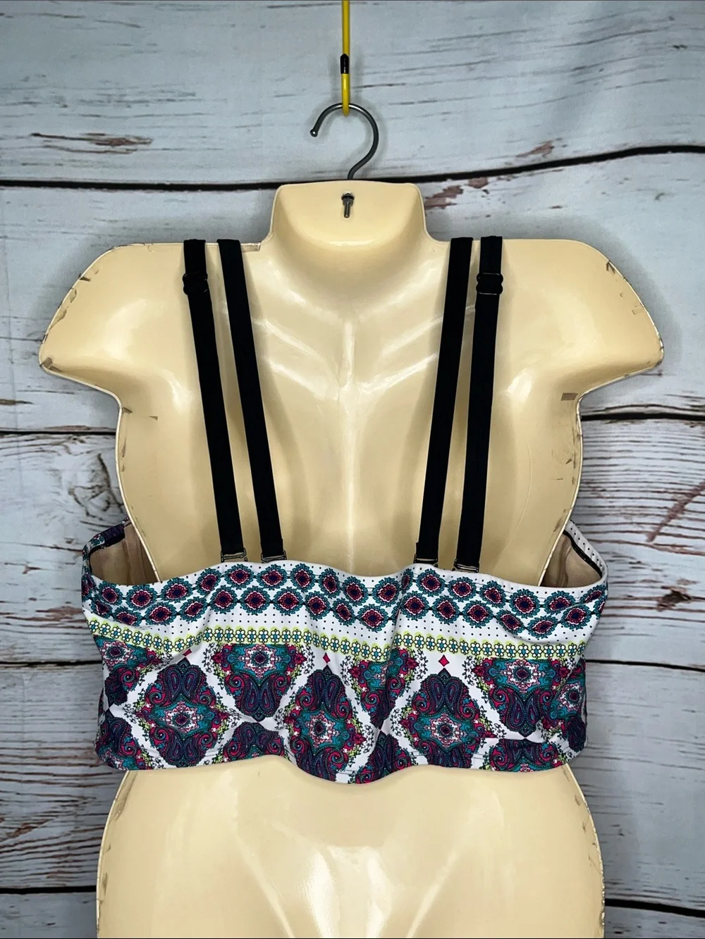 Swim by Cacique 42D Paisley Geometric Print Balconette Bathing Swim Bikini Top